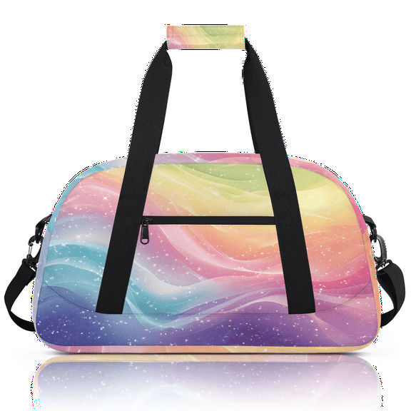 Herdesigns Abstract Rainbow Sports Duffle Bag for Women & Men, Boho Colorful Multicolour Gym Bag Dance Bag Overnight Bag Carry On Weekender Travel Bag