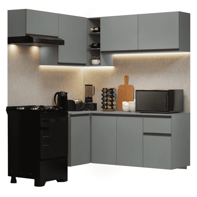 Cocina Integral Completa Esquinera Madesa Nice 325cm Gris 05