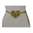 thumbnail image 2 of Women Gold Metal Chain Fashion Belt Hip Waist African Elephant Buckle XS S M, 2 of 6