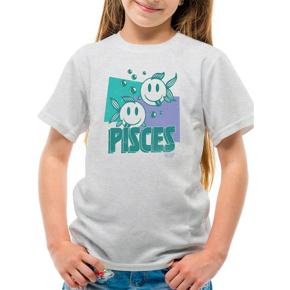 Pisces Zodiac Graphic - Twin Fish Retro Art Design Youth's T-shirt