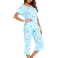 thumbnail image 1 of HAHDAXIA Womens Pajama Set Cotton Capri Pant Pyjama Short Sleeve Sleepwear Summer Pjs, 1 of 7