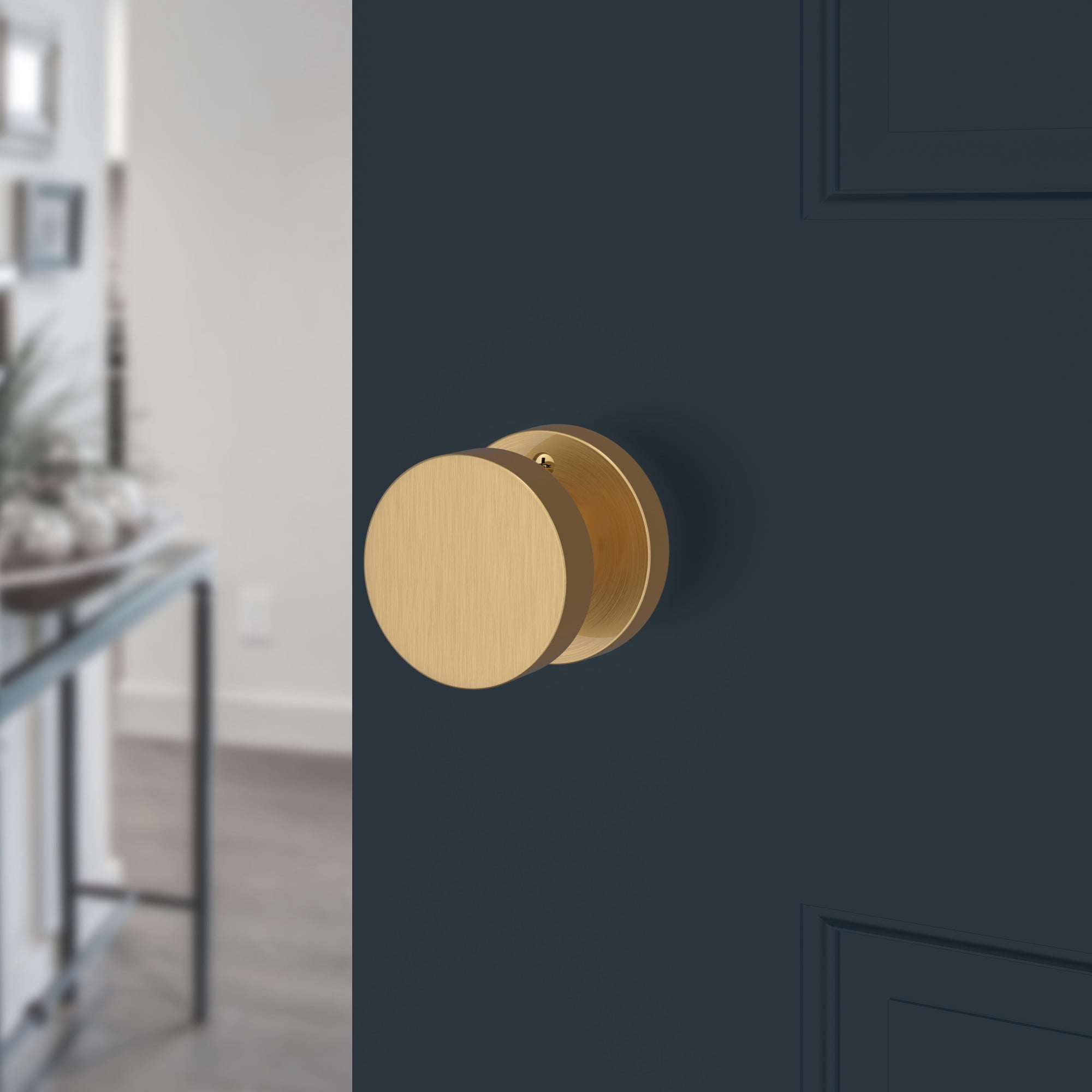 Baldwin Reserve Psconcrr141 Passage Contemporary Knob with Contemporary Round Rose Bright Nickel Finish