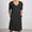 Black, variant on Womens Dresses Cotton and Linen Solid Color V-Neck Mid-Length Dress Quick Dry Slim Fit Short Sleeve Sundress