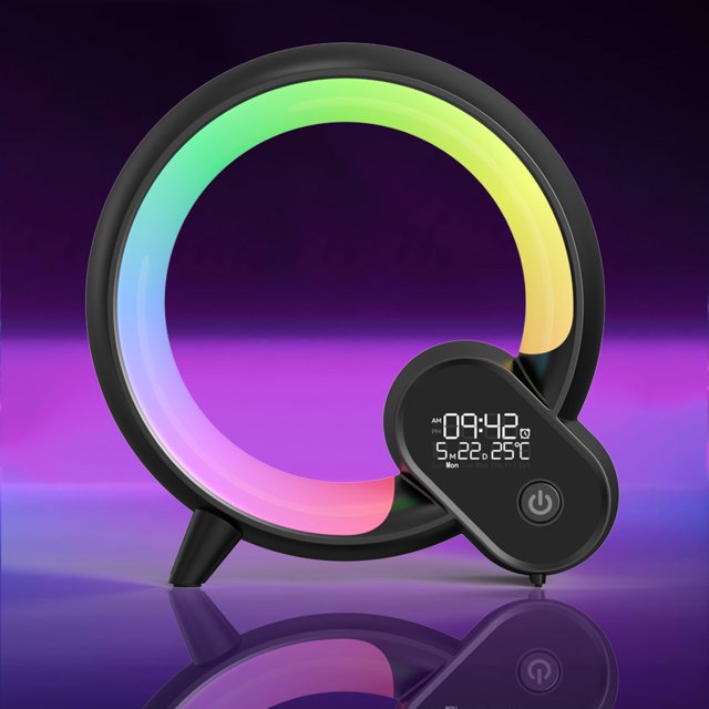 Luz LED de noche inteligente, luz Q creativa, despertador de ambiente colorido, despertador, Audio Bluetooth, ruido blanco inteligente