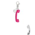 thumbnail image 2 of Delight Jewelry Hot Pink Telephone - Silvertone Clip on Charm with Clear Crystal Drop, 2 of 4