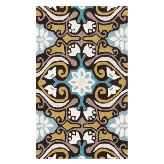 SAFAVIEH Wyndham Kristen Abstract Floral Wool Area Rug, Blue/Multi, 3' x 5'