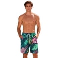 thumbnail image 5 of UVEASISHA Vacation Shorts with Liner for Men Colorful Tropical Leaf Print Beach Shorts Drawstring Casual Beachwear Shorts Loose Swim Trunks for Summer Pool Swim Green XL, 5 of 8
