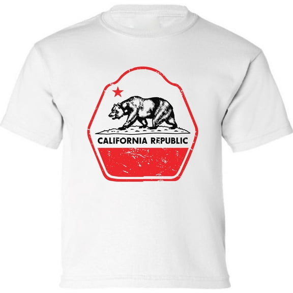 Kids T-Shirt California Republic Graphic Tee - XS S M L XL Tees - American State California Short Sleeve Youth Cali Tshirt Boys Girls