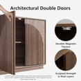 thumbnail image 3 of win2win Fluted Sideboard Buffet Cabinet with Storage, 31.5" Mid Century Modern Accent Cabinet with Double-Layered Arch Door, Small Wood Console Credenza for Living Room Entryway Hallway, Walnut, 3 of 10