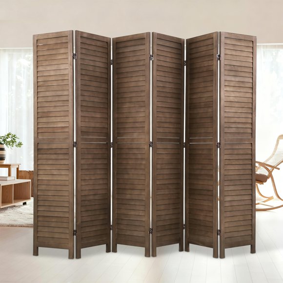 6 Panel Room Dividers and Folding Privacy Screens,69 Inch Tall Portable Room Seperating Divider, Handwork Solid Wood Room Divider Wall, Room Partitions and Dividers Freestanding for Home Office