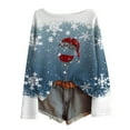 thumbnail image 4 of Arlun Christmas Sweaters for Women 2025 Funny Xmas Graphic Printed Knit Sweater Long Sleeve Loose Crewneck Pullover Tops Fall Winter Soft Comfy Warm Holiday Sweatshirts Blue XL, 4 of 5