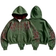 thumbnail image 3 of Men's Y2k Goth Graphic Zip Up Hoodies Long Sleeve Grunge Punk Sweatshirt with Pockets, 3 of 8