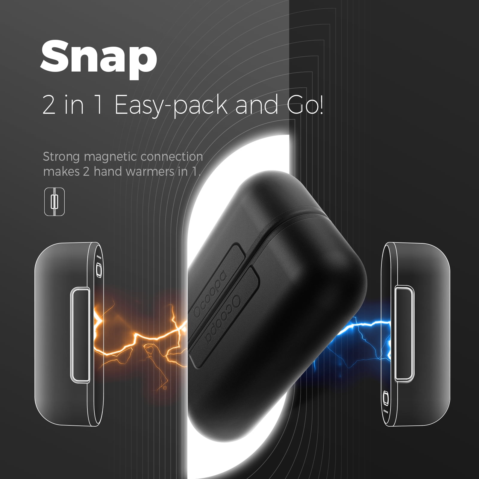 Ocoopa Hand Warmers 2 Pack, 10000mAh Magnetic Electric Hand Warmers Rechargeable, 16 Hrs Warmth 4 Levels Heat up to 136℉, Tech Gifts for Men Women