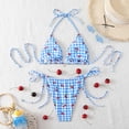 thumbnail image 5 of Women's Triangle Bikini Set Halter String Two Piece Swimsuit Brazillian Bathing Suit Cheeky Cute Swimwear (Sky Blue,L), 5 of 7