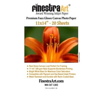 11" X 14" Premium Faux Glossy Canvas Inkjet Photo Paper - 20 Sheets