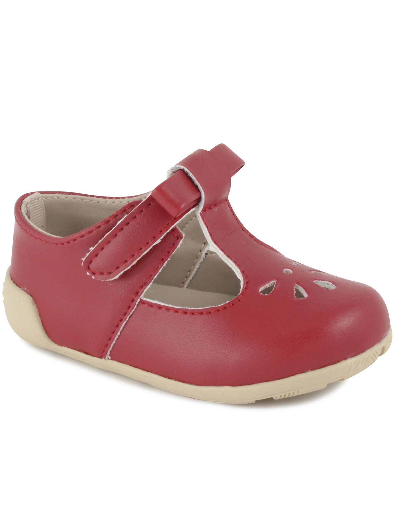 Baby Deer Baby Deer Girls Red TStrap Bow Perforations