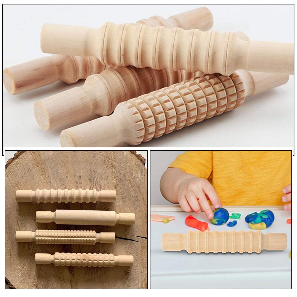 WORGEOUS  4 Pcs Small Mushroom Decoration Pottery Rolling Stick