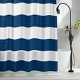 thumbnail image 2 of Classical Stripe Fabric Shower Curtain Navy Blue Washable Shower Curtains for Bathroom, Waterproof Bath Curtain with Hooks Home Decor 72x72in, 2 of 8