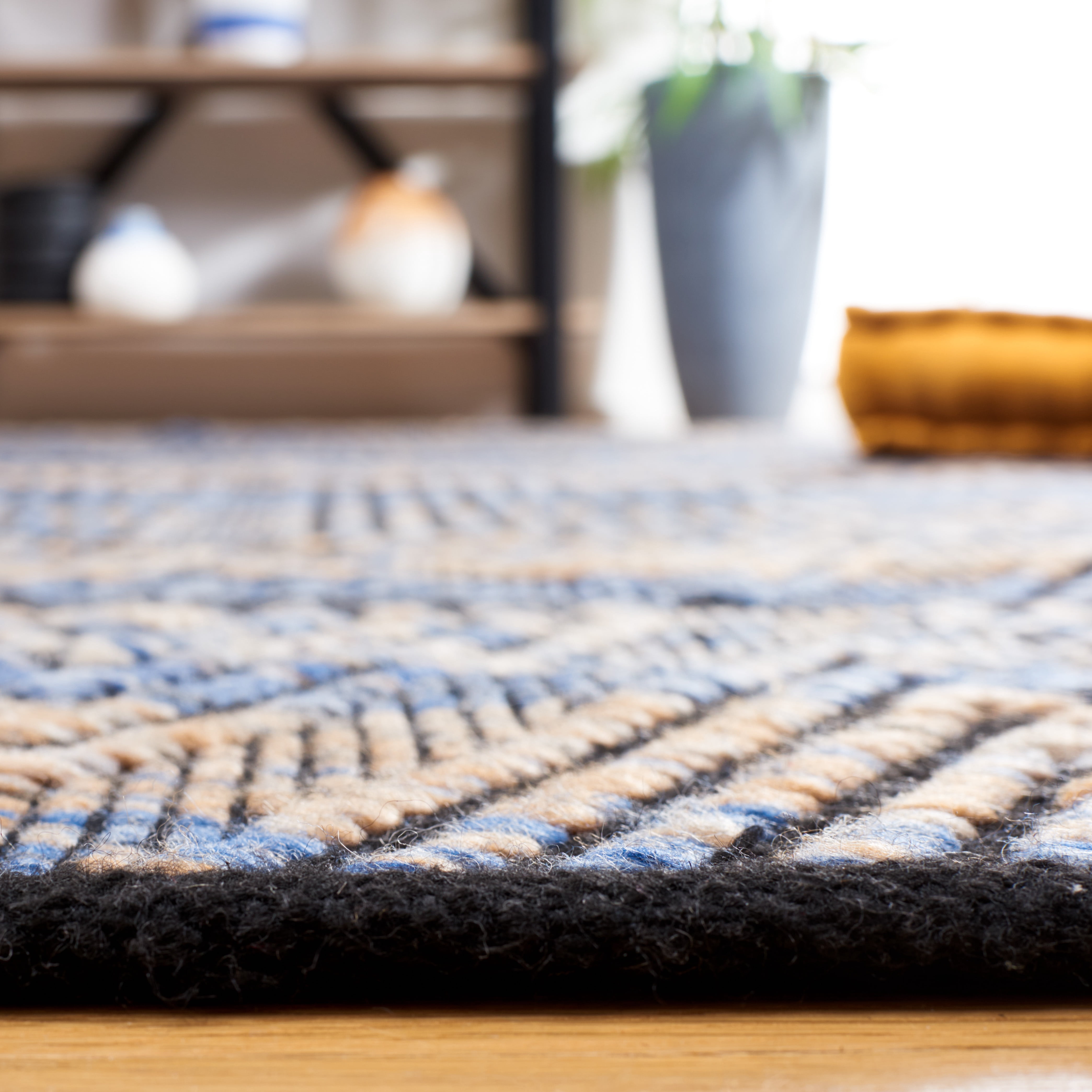 SAFAVIEH Natura Diggory Geometric Polyester Area Rug, Blue/Orange, 4' x 6'