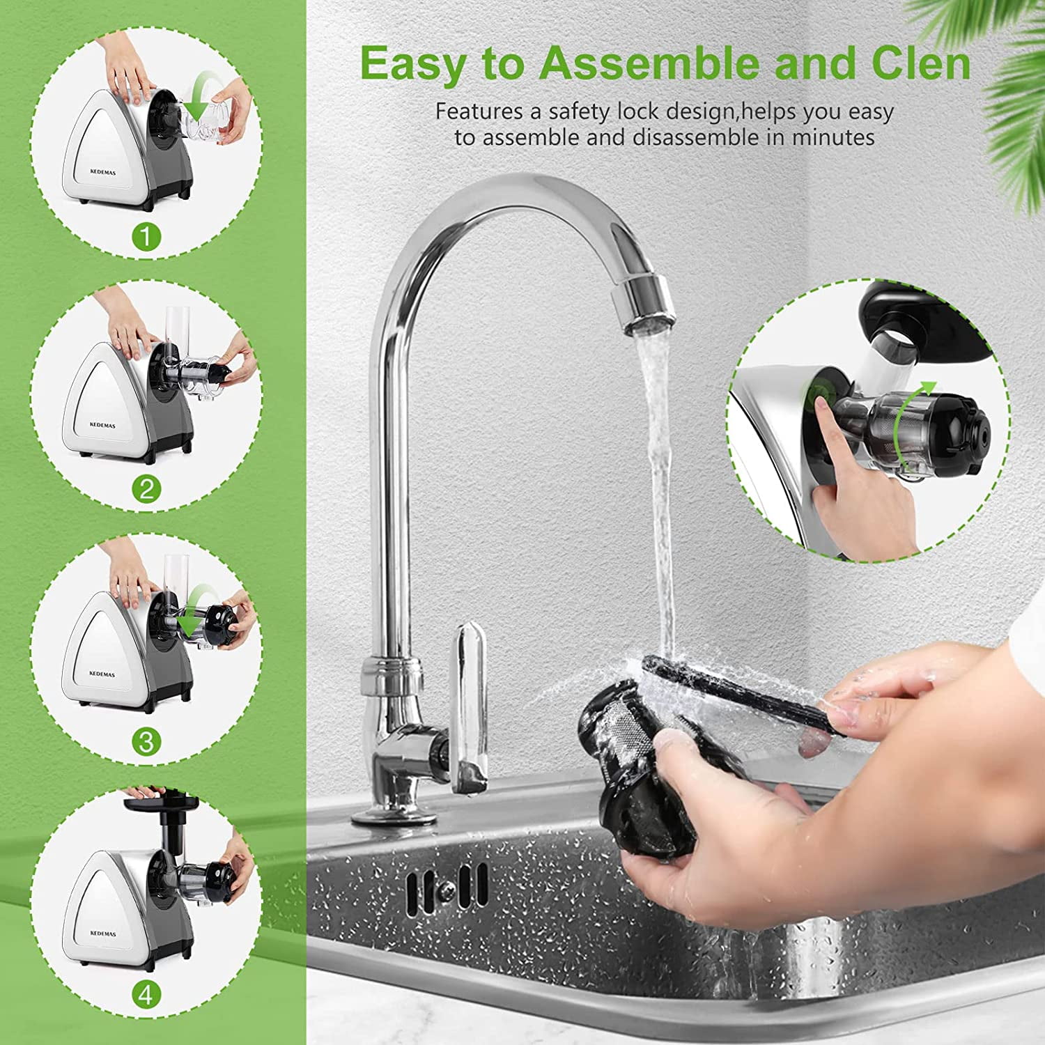 Portable Hand Juicer,Juicer Machines with Reverse Function,Low Noise Electric Cold Press Juicer, High Juice Yield,BPA Free 150W,Easy to Clean for Vegetables and Fruits -Silver