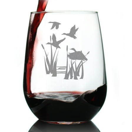 Bevvee Stemless Wine Glass 17 oz Duck Pond Gifts for Wine Lovers Wine Glasses
