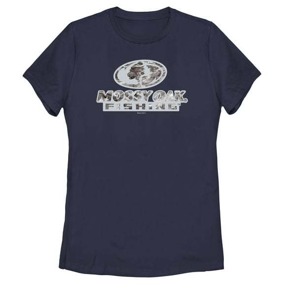 Women's Mossy Oak Fishing Bold Logo Graphic Tee Navy Blue 2X Large
