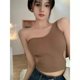 thumbnail image 1 of VISgogo Mujeres Un Hombro Crop Tops, Acanalado Color Sólido Recorte Cintura Slim Fit Sin Mangas Chaleco Camisola VISgogo moda, 1 of 2