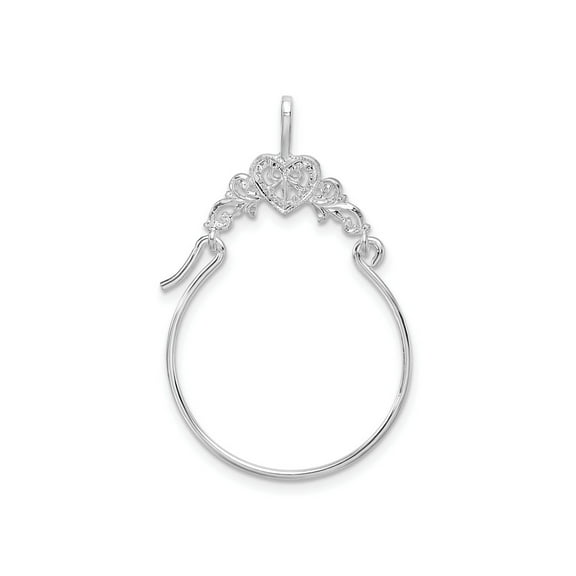 FJC Finejewelers 925 Sterling Silver Polished Heart with Scroll Charm Holder 28 mm