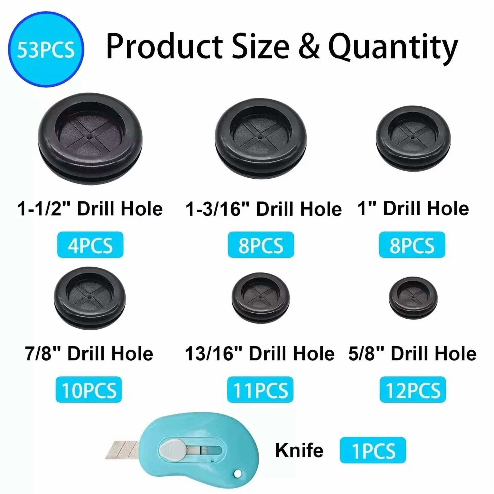 CIRCLE- Hmknana 53Pcs Rubber Grommets For Wiring,Rubber Grommet Kit In 6 Assorted Drill