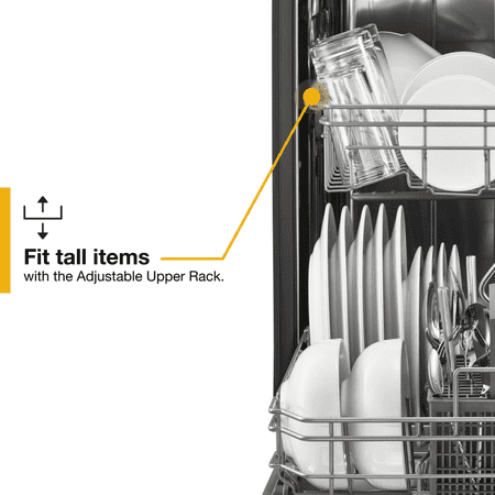 Whirlpool - 24" Front Control Tall Tub Built-In Dishwasher with Stainless Steel Tub - Black