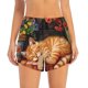 thumbnail image 2 of Balery Sleeping Cat Flowers Pantalones cortos deportivos para mujer con forro y dos bolsillos, elásticos, para entrenamiento, gimnasio, yoga-XX-Large, 2 of 7