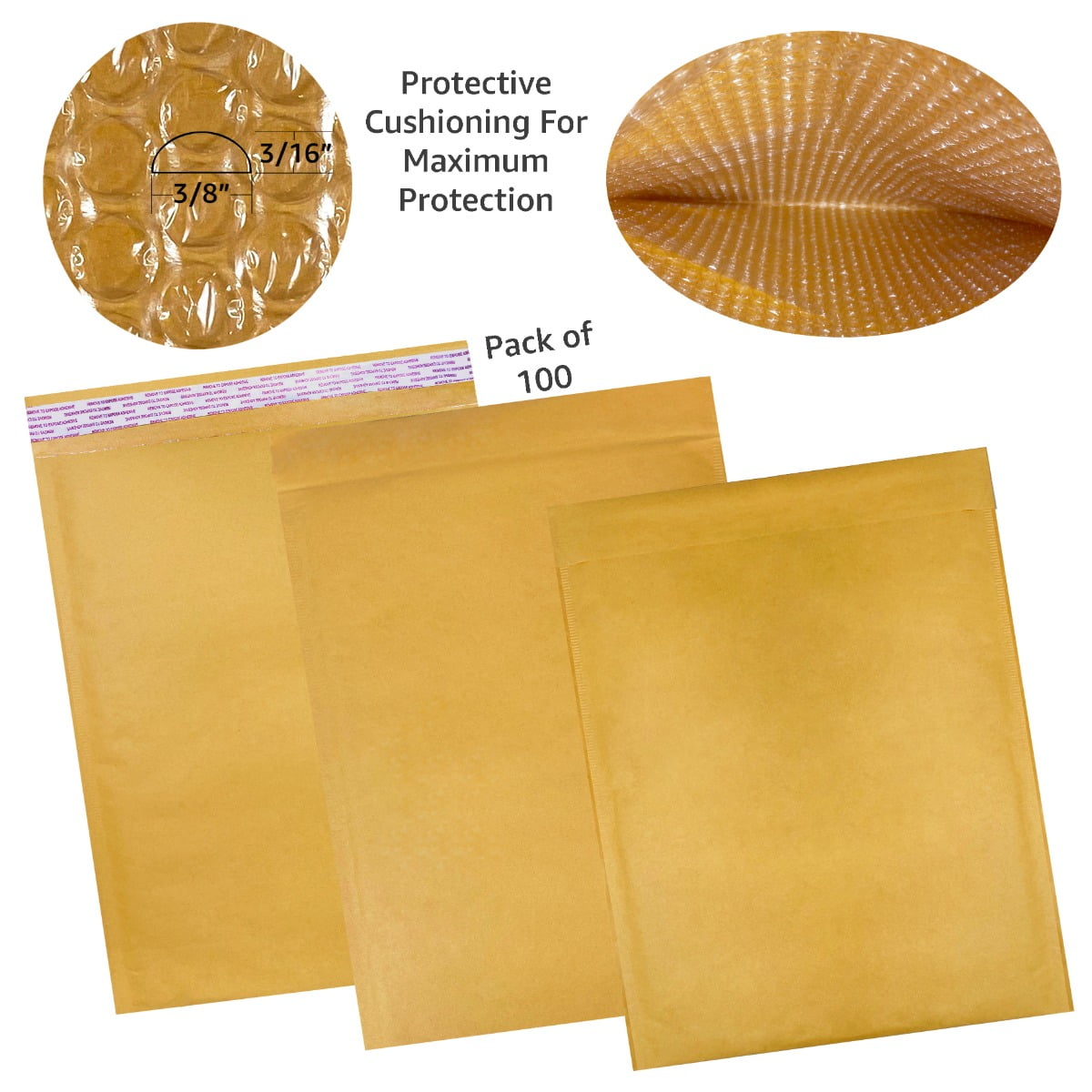 StarBoxes 100 Kraft Bubble Mailers 14.5x20" - #7 Self-Seal Padded Envelopes