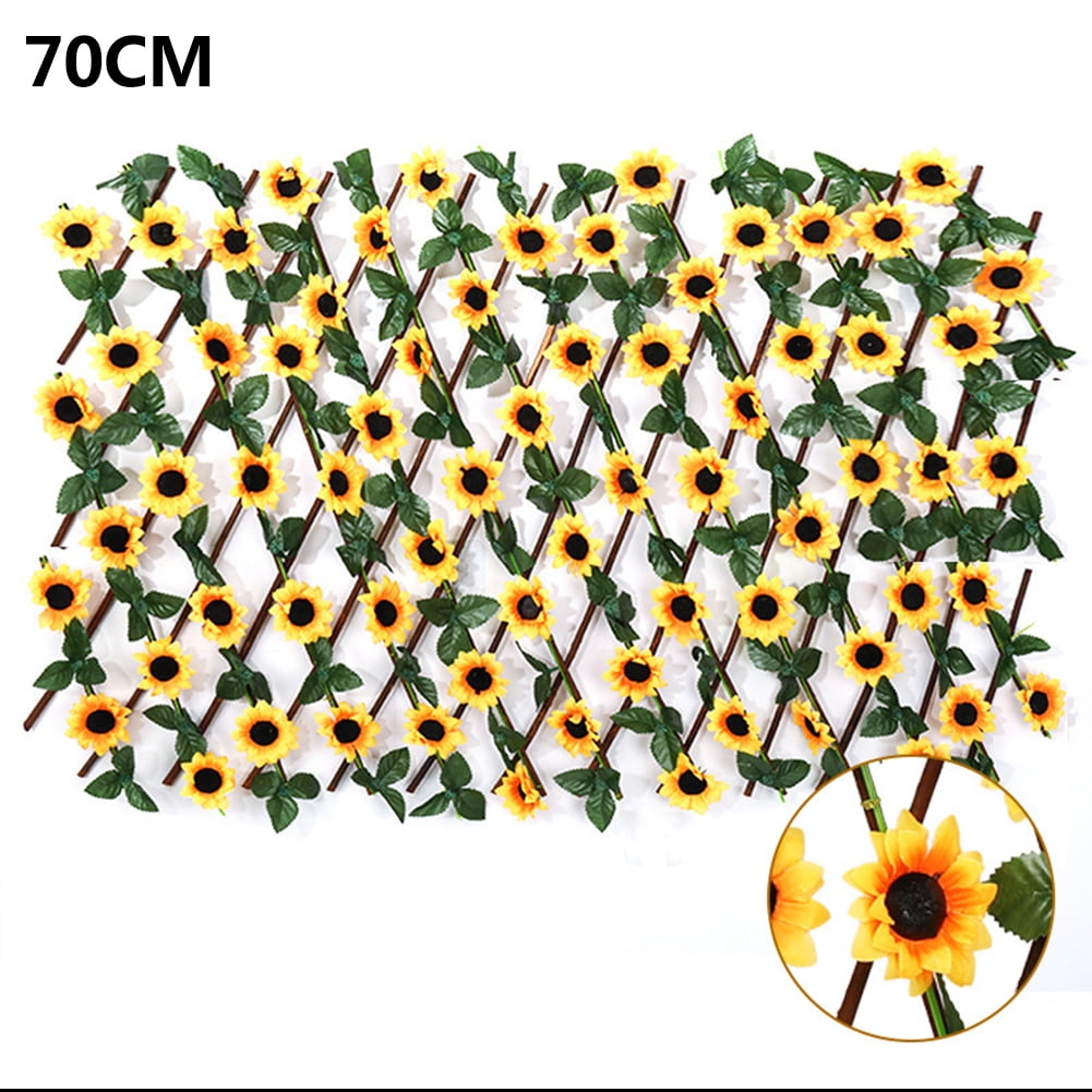 Expanding Trellis Fence Retractable Fence with Artificial Sunflower Leaves Garden Plant Fence UV Expanding Trellis Fence Retractable Fence with Artificial Sunflower Leaves Garden Plant Fence UV