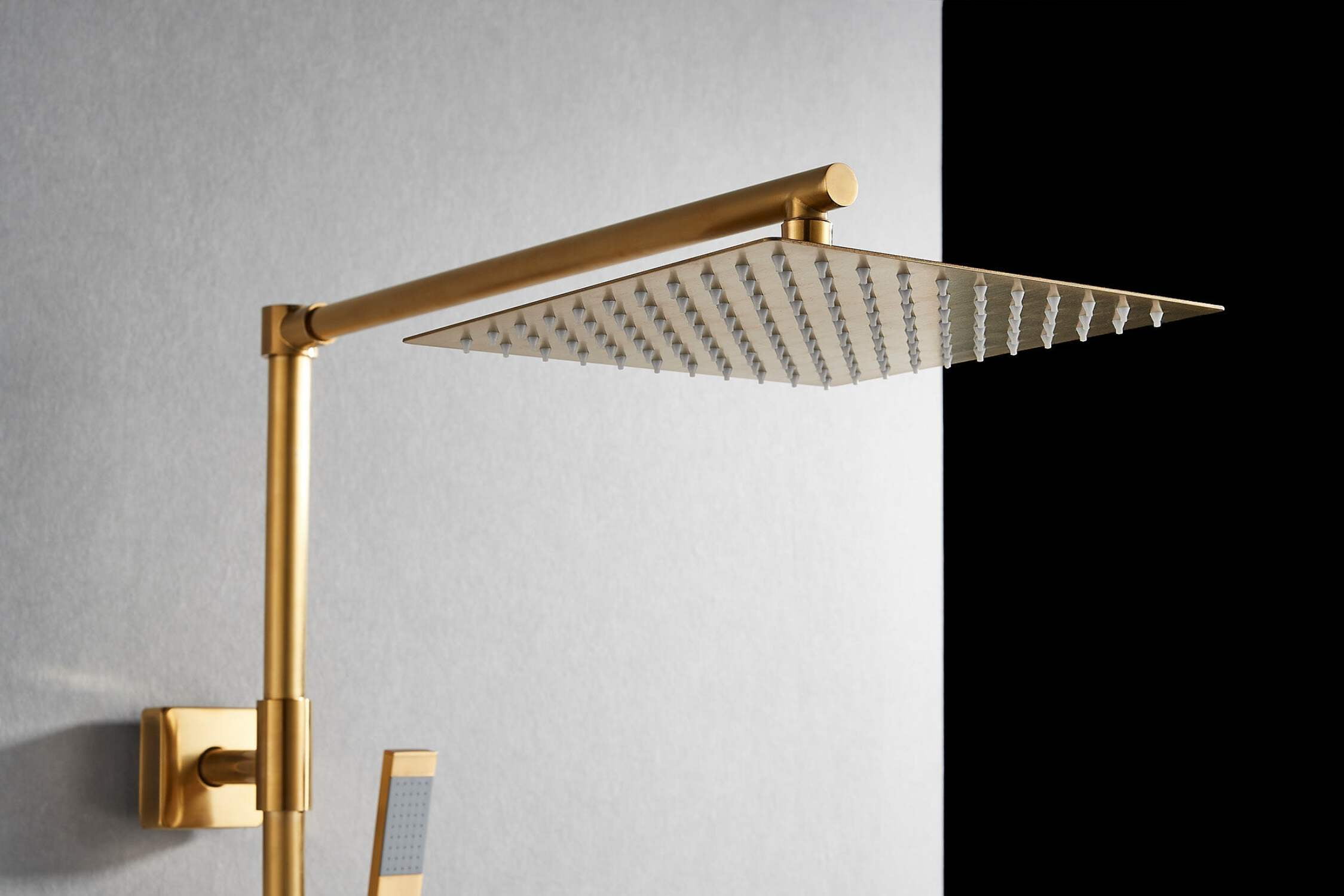 Fennocasa Polaris Lux Shower Set - 10" Square Rainfall Showerhead with Handheld Spray, Brushed Gold