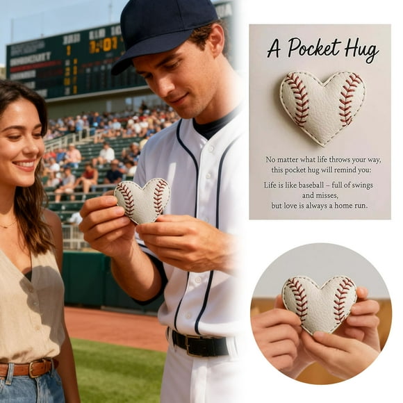 uhnmki Câlin de Poche de Baseball en Forme de Cœur Collection de Poche de Baseball pour Joueurs et Fans Inspirant avec Carte Thème Sportif Bâton d'Encouragement Design