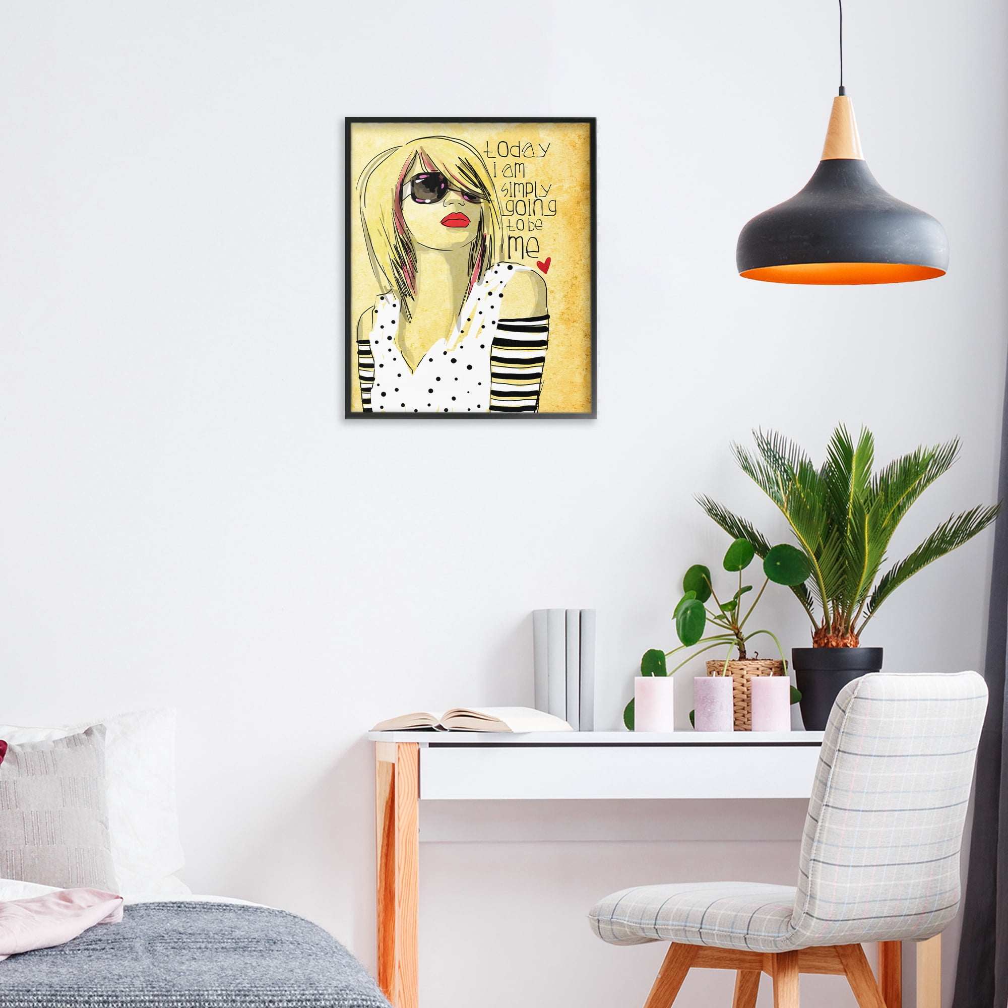 Stupell Industries Today I Am Simply Me Black Framed Giclee Art, design by Suzanne Millius