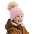 thumbnail image 2 of UngA Kids Toddler Winter Hat with Pom Pom Kids Beanie Hats for Girls Boys Cute Warm Fleece Lined Knit Beanies Cap (Pink,0-3 Years), 2 of 6