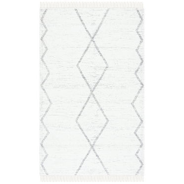 SAFAVIEH Casablanca Amy Diamond Cotton Area Rug, Ivory/Grey, 4' x 6'