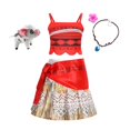 thumbnail image 3 of Disney Moana-vestido de princesa Vaiana para niños, disfraz de fiesta de cumpleaños con corona, collar, conjuntos de pollitos de cerdo, 3 of 5