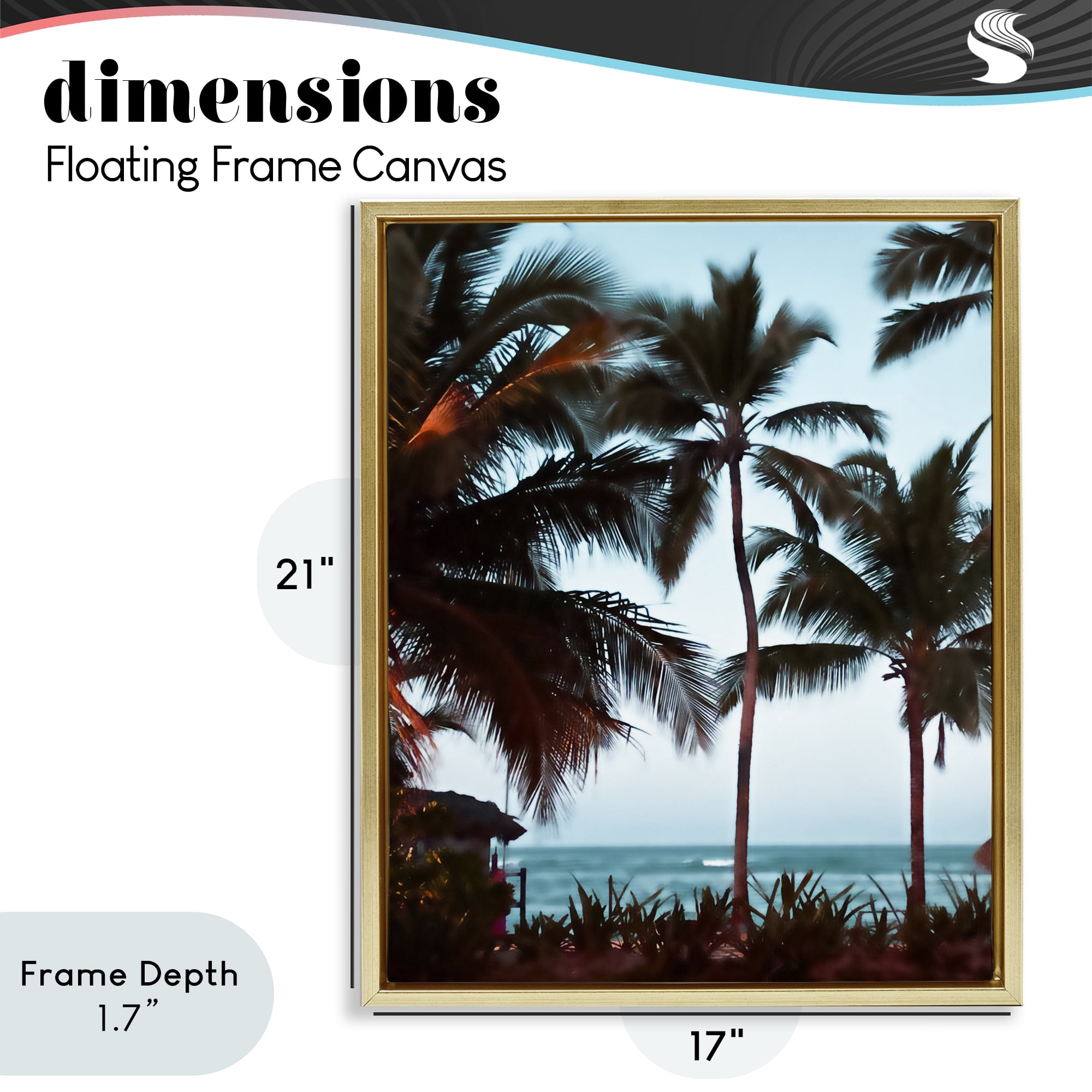 Stupell Industries Shady Palms Beachfront Gold Framed Floater Canvas Wall Art, design by Noah Bay