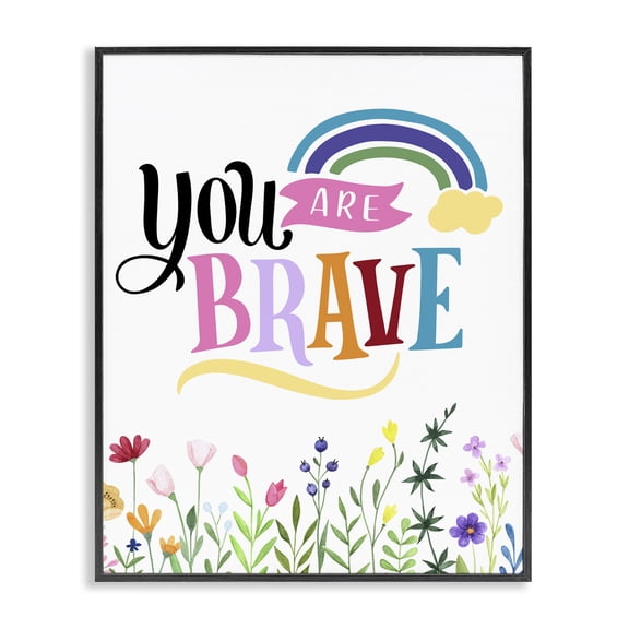 Stupell Industries Contemporary You Are Brave Encouragement Black Framed Giclee Art, 11 x 14, by Kim Allen