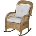 thumbnail image 1 of Light Grey Rattan Rocking Chair with Cushions - Outdoor Patio Garden Porch Furniture - Steel Frame, 27.2" x 36.2" x 39.4" - Relaxing Seating, 1 of 7