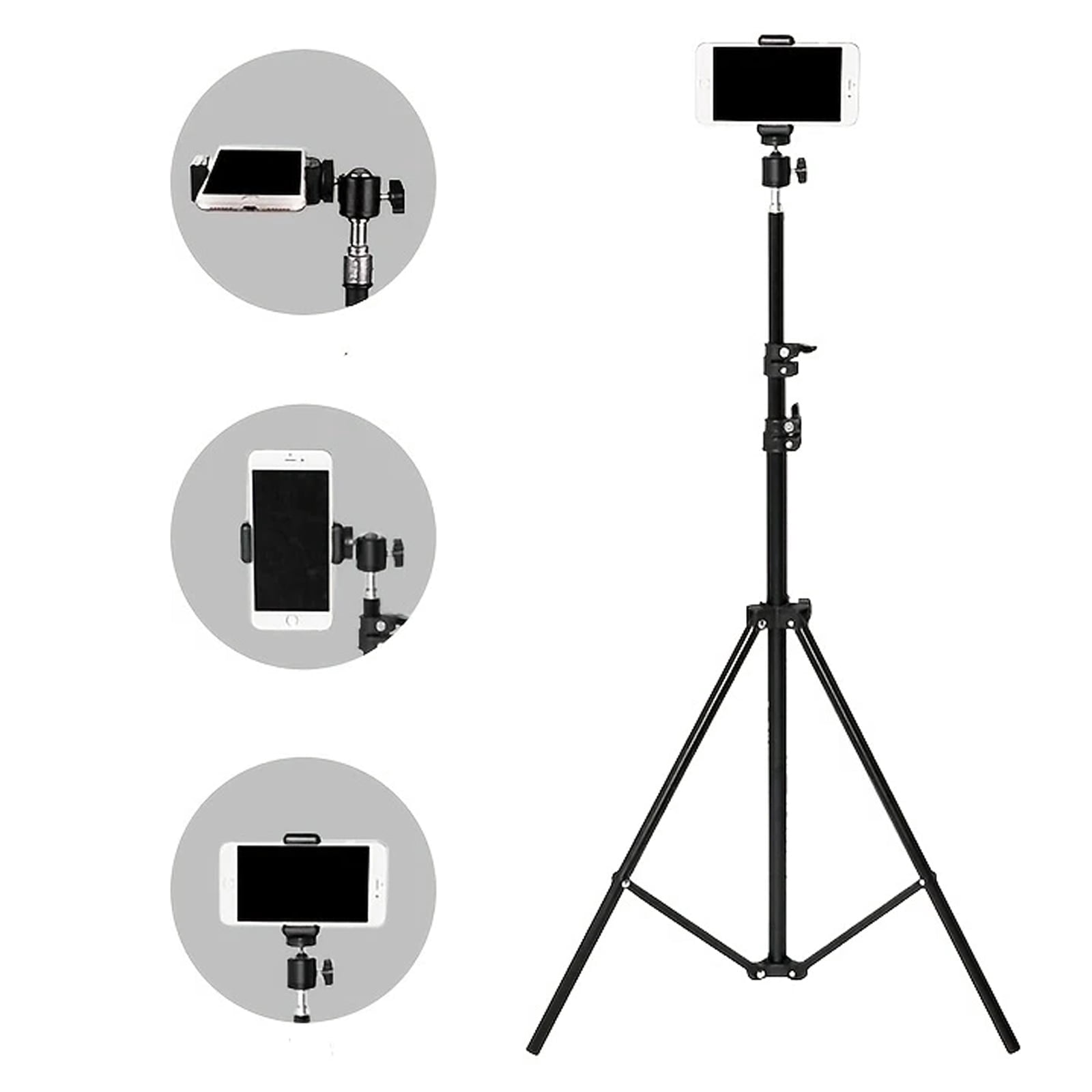 BYXAS 82" Phone Tripod for Cell Phone & Camera, All Metal Selfie Stick Travel Vlog Tripod Stand for iPhone with Phone Holder, Portable Camera Tripod for Canon GoPro