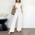 thumbnail image 2 of Conjunto de 2 piezas para mujer: top de punto calado de ganchillo y pantalones anchos, diseño con aberturas, para todas las estaciones - Tallas S/XXL, 2 of 2