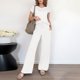 thumbnail image 2 of Conjunto de 2 piezas para mujer: top de punto calado de ganchillo y pantalones anchos, diseño con aberturas, para todas las estaciones - Tallas S/XXL, 2 of 2