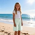 thumbnail image 5 of Bovxnpu Girls Summer Capris Wide Leg Pants Linen Cotton Girls Shorts Casual with Pockets Loose Pants, 5 of 9