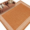 thumbnail image 2 of Orange Geometric 5x8 Area Rugs, White Greek Key Design Burlap Modern Art Non-Skid Rubber Backing Large Rectangle Rugs - Living Room Bedroom Home Office, Indoor Floor Mat Carpets Washable Rug, 2 of 9