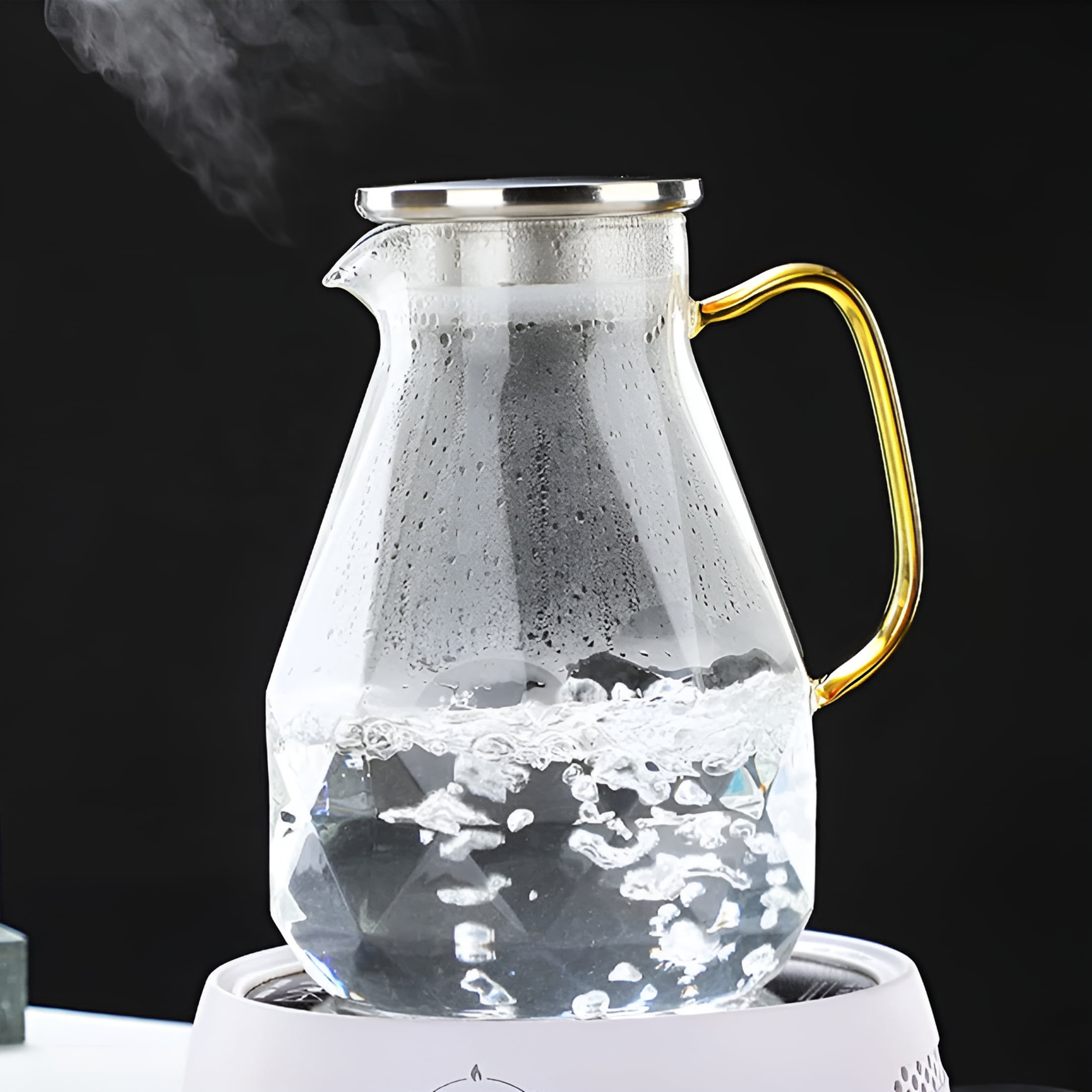 ACDANC Glass Cold Water Jug Kettle Pitcher with Lid 1 Gallon Household Stainless Steel