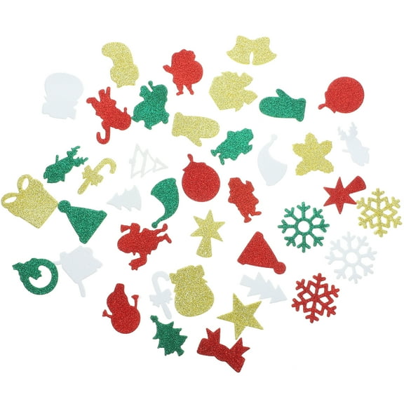 50Pcs Christmas Foam Stickers Adhesive Xmas Stickers Glitter Christmas Stickers Festival Sticker Decors