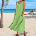 thumbnail image 1 of Vestido Sin Mangas Vestidos de playa de verano Bolsillos europeos Chaleco Vestido Ropa femenina (Verde L) Cgtredaw Para estrenar, 1 of 9